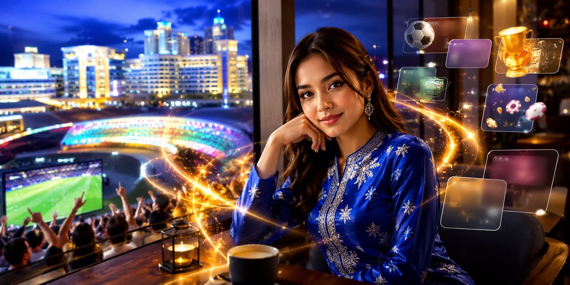 Pengguna Malaysia berbaju kurung membuat pertaruhan sukan di Genting Highlands melalui p0443